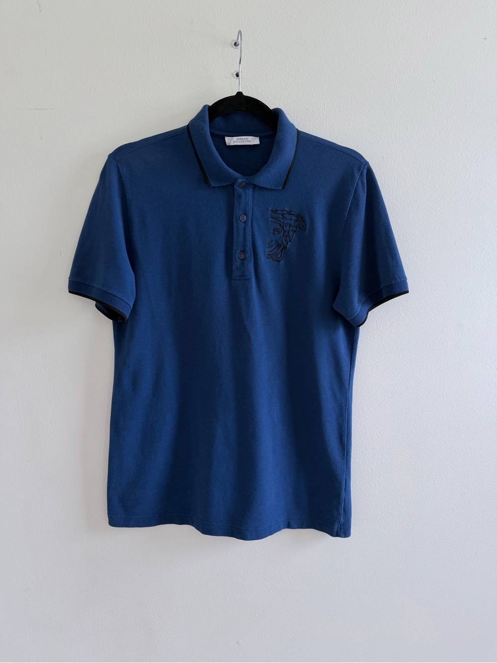 Versace Men's Polo Shirt in Navy Blue size-S